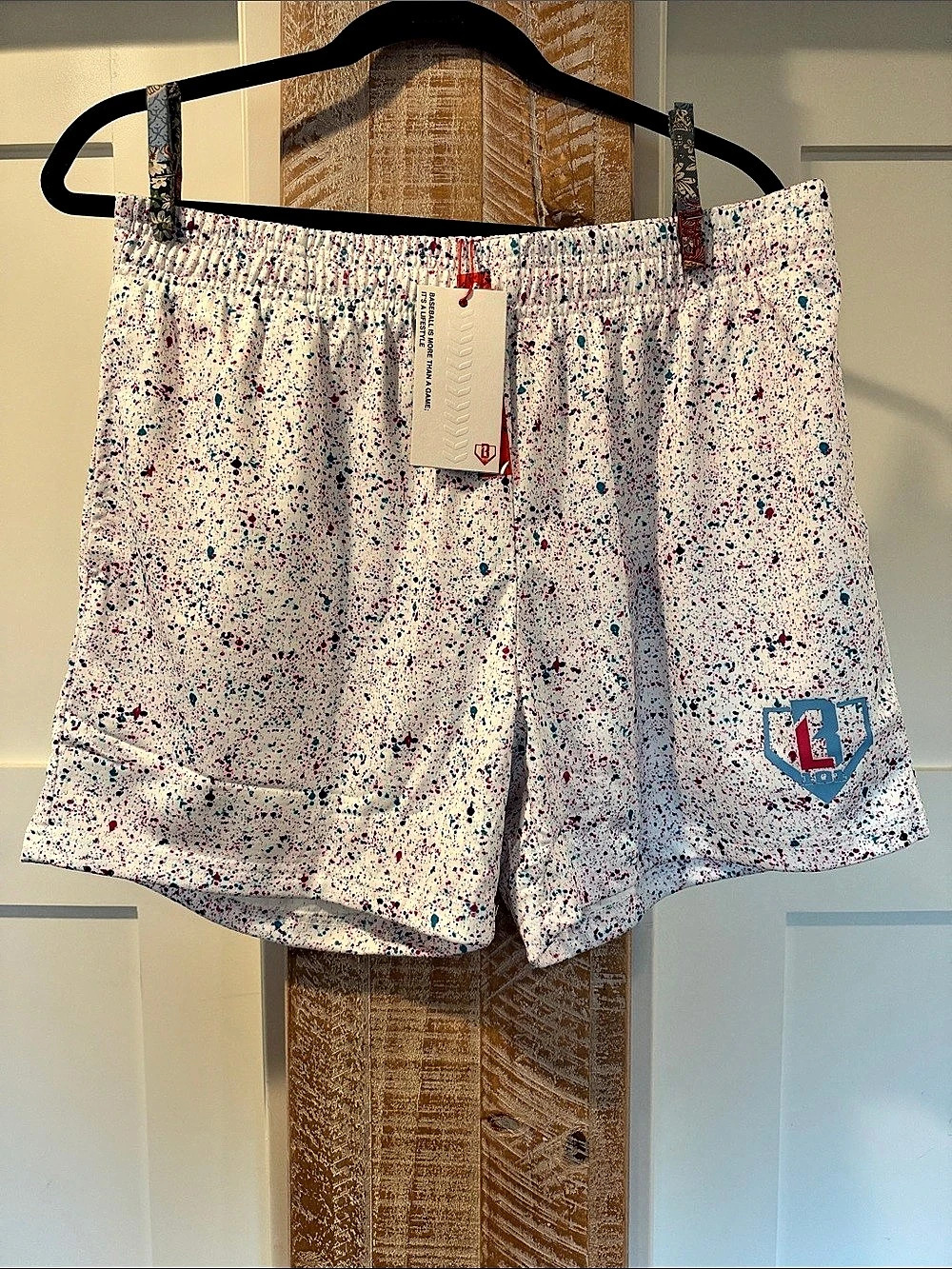 NWT Baseball Lifetsyle 101 Splatter Shorts Abstract Athletic Shorts Size Medium